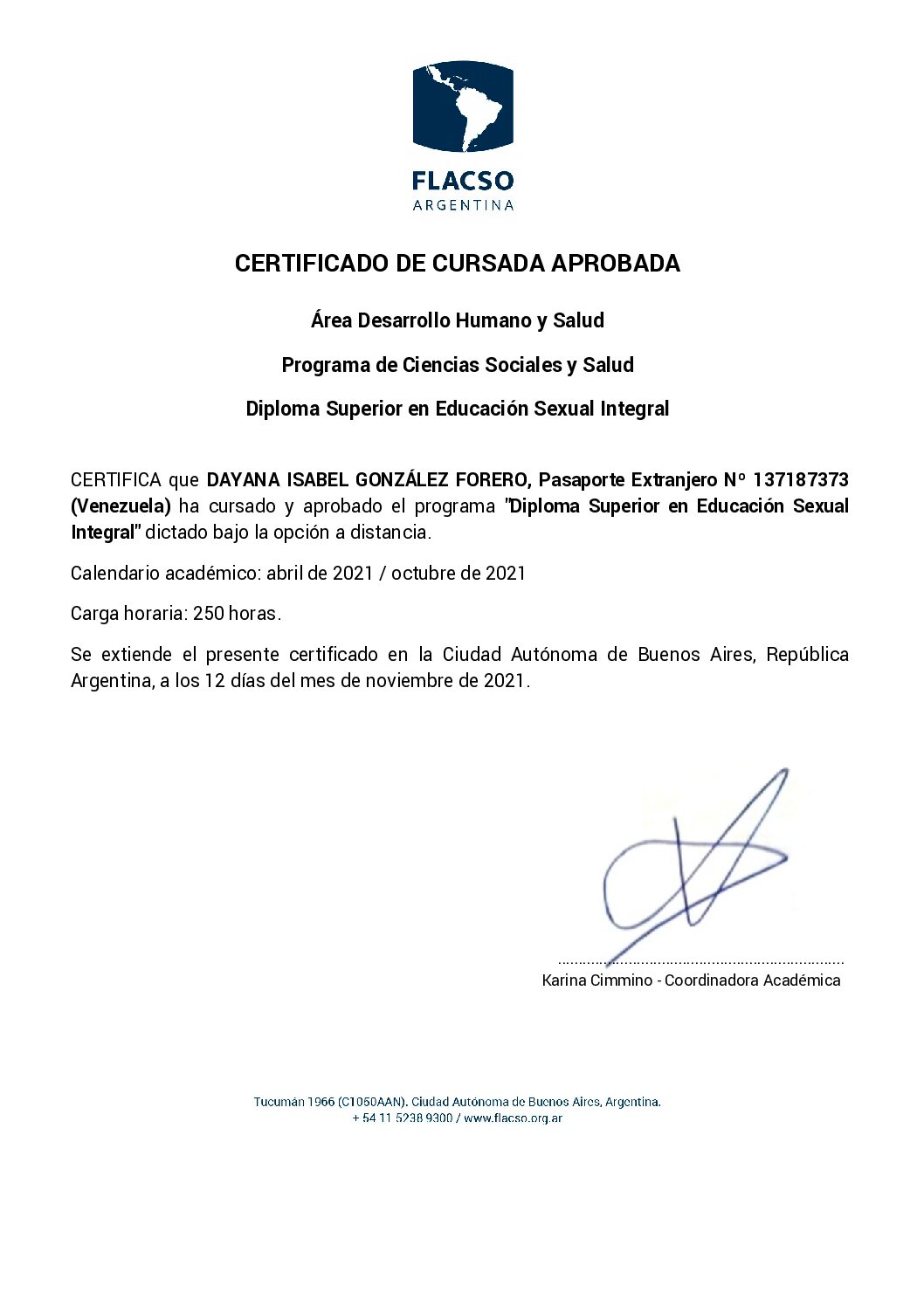 Certificado Diploma Superior en ESI